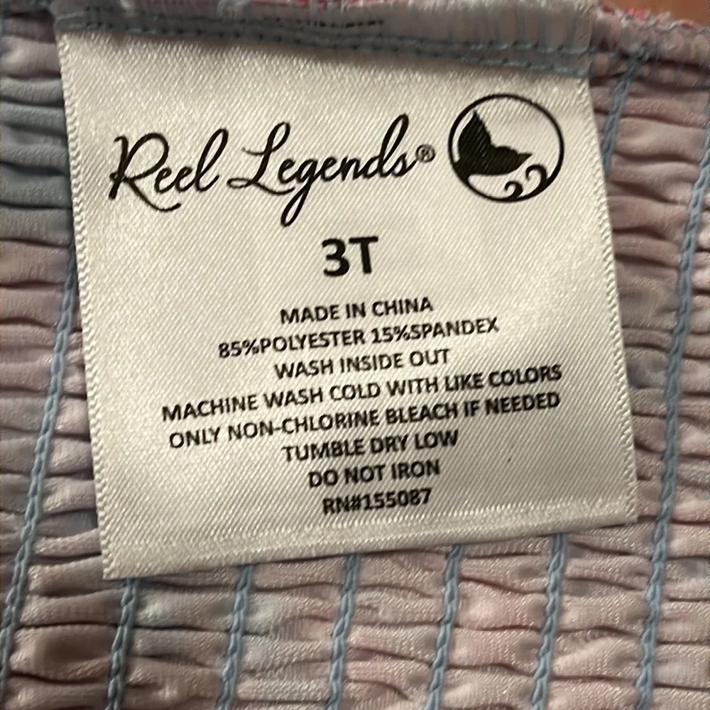 NWT 3T Reel Legends two-piece bathing suit, pink, blue, purple
